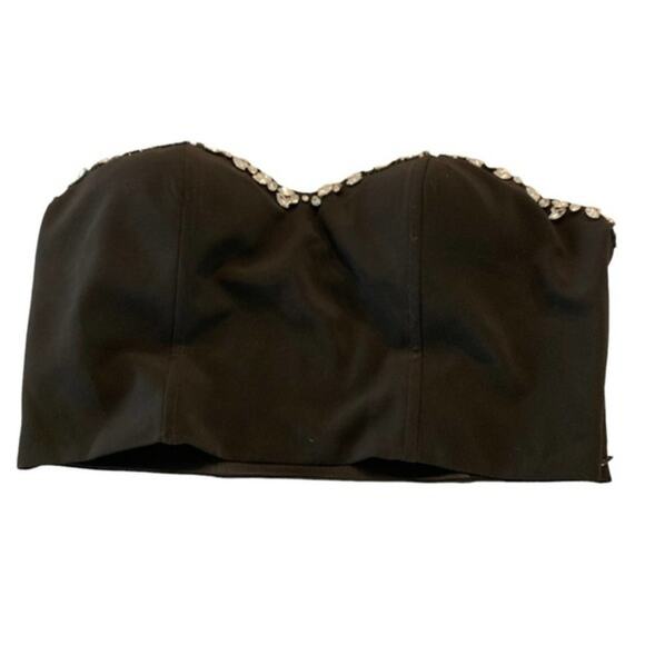 Forever 21 strapless corset top black with rhinestone accents. Padded cups Large - Picture 3 of 11